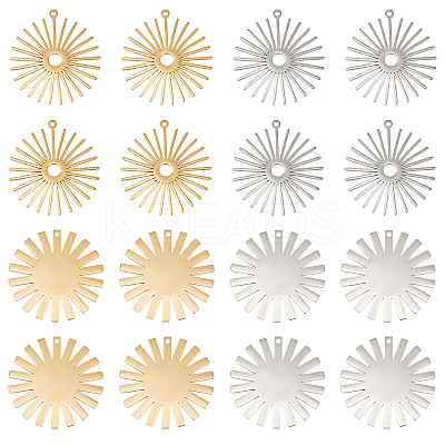 16Pcs 4 Style 201 Stainless Steel Pendants STAS-DC0005-28-1