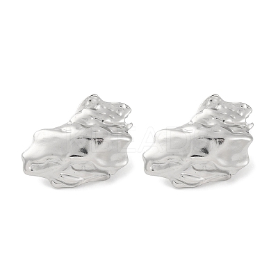 304 Stainless Steel Texture Stud Earrings EJEW-D281-02S-1