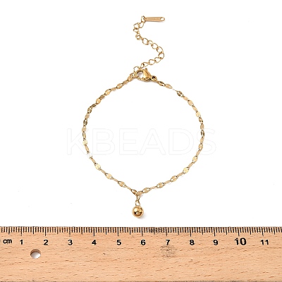 304 Stainless Steel Round Bead Charm Bracelets BJEW-G748-01G-1