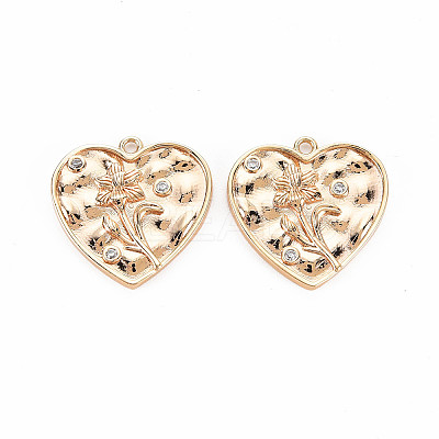 Brass Micro Pave Clear Cubic Zirconia Pendants KK-S364-184-1