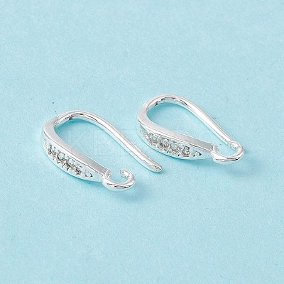 Brass Micro Pave Clear Cubic Zirconia Ear Hooks ZIRC-P100-05S-1