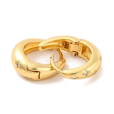 Brass Pave Clear Cubic Zirconia Hoop Earrings for Women EJEW-U015-20G-1