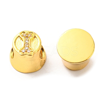 Rack Plating Brass Micro Pave Cubic Zirconia European Beads KK-M247-03G-1