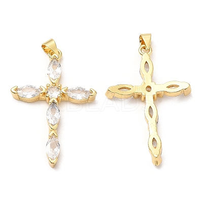 Rack Plating Brass Micro Pave Cubic Zirconia Pendants X-KK-A185-36G-1