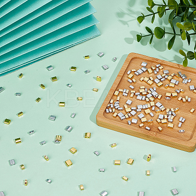 180Pcs 4 Styles 2-Hole Glass Seed Beads SEED-ME0001-09B-1