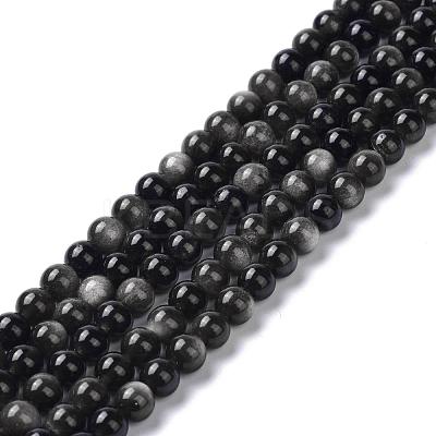 Natural Silver Obsidian Beads Strands G-D083-01D-1
