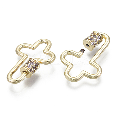 Brass Micro Pave Cubic Zirconia Screw Carabiner Lock Charms KK-R136-070G-NF-1