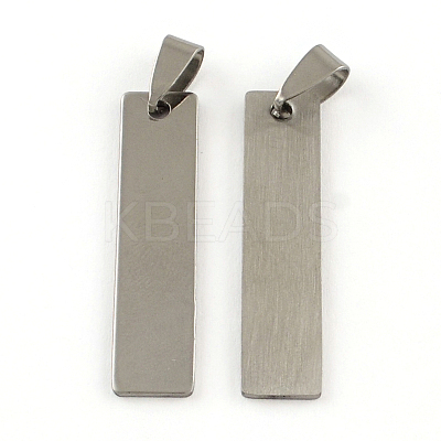 Non-Tarnish 201 Stainless Steel Rectangle Stamping Mirror Polished Finish Blank Tag Pendants X-STAS-R064-15-1