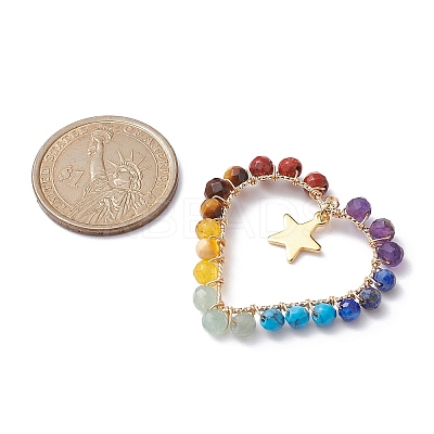 Chakra Gemstone Wried Round Bead Pendants PALLOY-JF02246-1