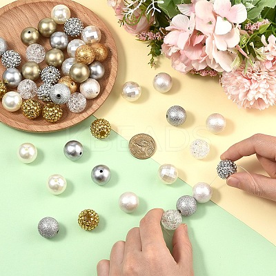 50Pcs 10 Styles Transparent Resin Rhinestone Graduated Beads RESI-YW0004-41-1