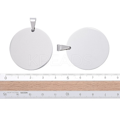 Tarnish Resistant DIY Materials 201 Stainless Steel Flat Round Hand Stamping Blank Tag Pendants STAS-O044-125-1