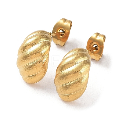 Ion Plating(IP) 304 Stainless Steel Croissant Ear Studs for Women EJEW-P234-02G-1