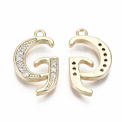 Brass Micro Pave Clear Cubic Zirconia Pendants X-KK-S360-053G-NF-1