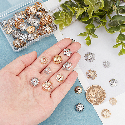 80Pcs 8 Style 304 Stainless Steel & 316 Stainless Steel Bead Caps STAS-UN0032-73-1