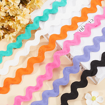 12 yards 6 styles Polyester Wavy Fringe Trim Ribbon OCOR-GF0003-28-1