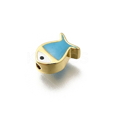 Brass Enamel Beads KK-P295-47G-01-1