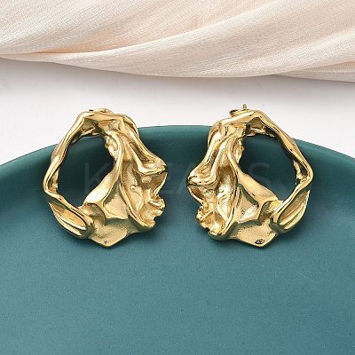 304 Stainless Steel ABS Imitation Pearl Nuggets Stud Earrings EJEW-K268-60G-1