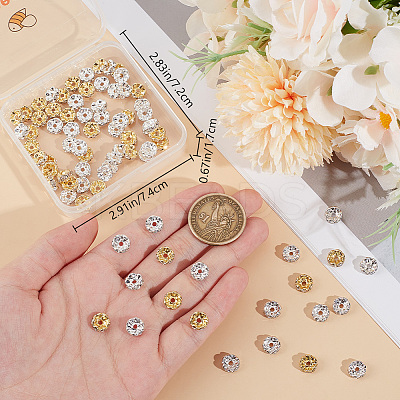 100Pcs 2 Colors Rack Plating Brass Rhinestone Spacer Beads KK-BBC0016-23B-1