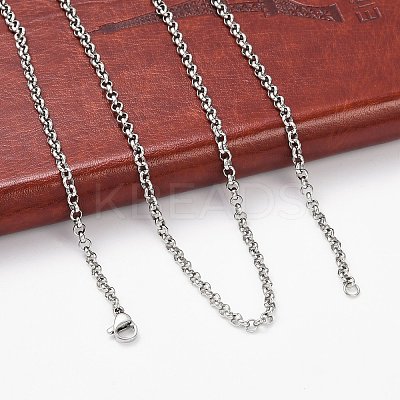 Tarnish Resistant 304 Stainless Steel Rolo Chain Necklaces NJEW-L136-07P-1