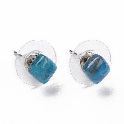 Natural Apatite Ear Studs EJEW-K091-01P-02-1