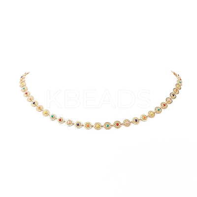 Colorful Enamel Flower Link Chain Necklace NJEW-JN04233-1
