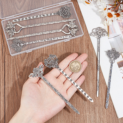 10Pcs 5 Styles Flower Tibetan Style Alloy Bookmarks FIND-SC0009-02-1