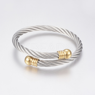 304 Stainless Steel Torque Bangles BJEW-G584-18A-1