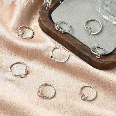 8Pcs 8 Styles Alloy Cuff Rings RJEW-CJ0001-02-1