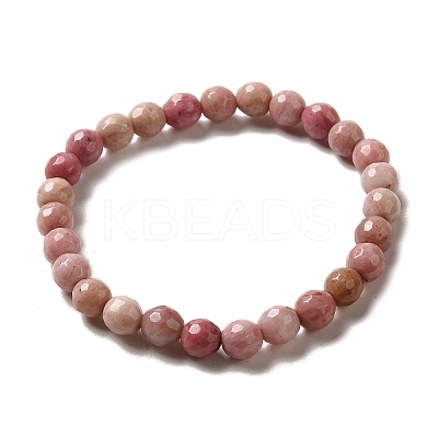 Natural Rhodonite Round Beaded Stretch Bracelet for Women BJEW-D446-F-27-1