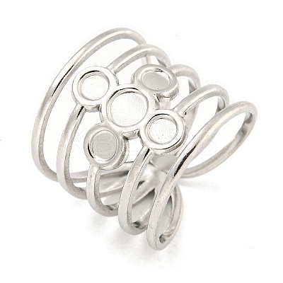 Non-Tarnish 304 Stainless Steel Cross Wide Open Cuff Ring Components RJEW-A043-06P-1