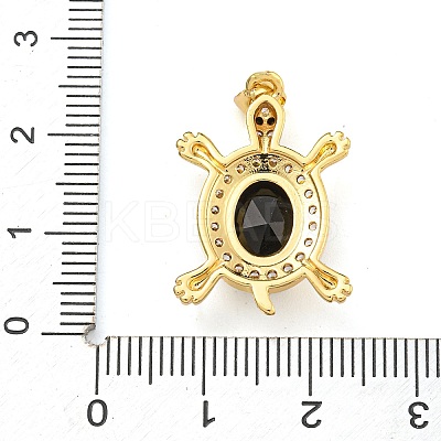 Tortoise Rack Plating Brass Micro Pave Cubic Zirconia Charms KK-G513-78A-03G-1
