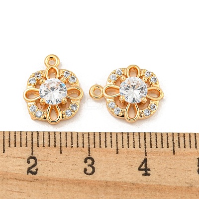 Brass Micro Pave Clear Cubic Zirconia Charms KK-Z057-04G-1