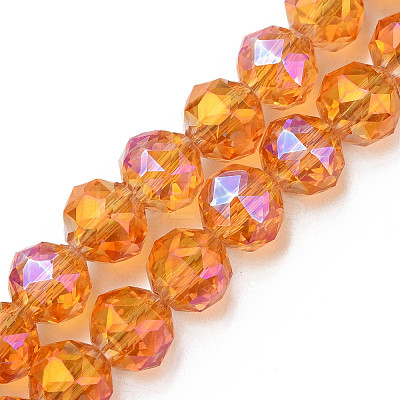 Electroplate Transparent Glass Beads Strands X-EGLA-N002-34B-C08-1