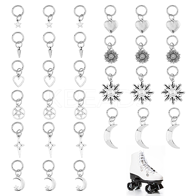 60Pcs 10 Styles Sun Moon Heart Tibetan Style Alloy Shoe Charms PALLOY-AB00262-1