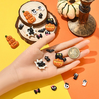 20Pcs 10 Styles Halloween Opaque Resin Cabochons CRES-YW0002-58-1