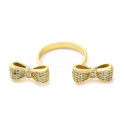 Brass Micro Pave Cubic Zirconia Cuff Rings RJEW-P102-04G-1
