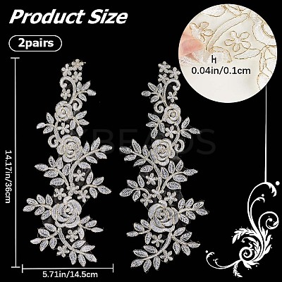 Polyester Metallic Embroidery Lace Appliques DIY-WH0401-94C-1