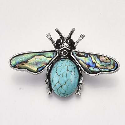 Synthetic Turquoise Brooches/Pendants G-S353-08G-1