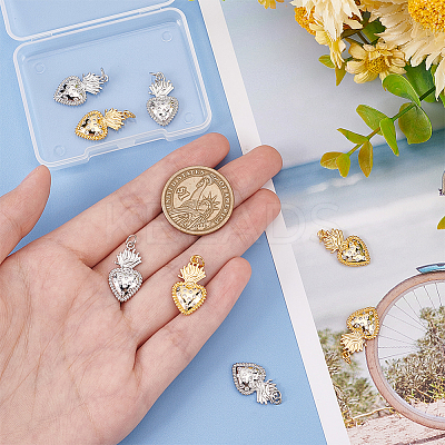 8Pcs 2 Colors Rack Plating Brass Micro Pave Cubic Zirconia Pendants KK-BC0011-95-1