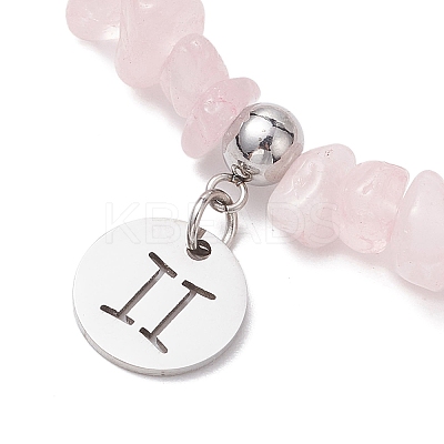 Natural Rose Quartz Chip Beaded Stretch Bracelets BJEW-JB11133-05-1