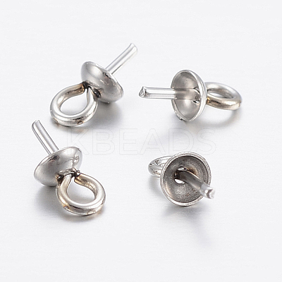 304 Stainless Steel Cup Pearl Peg Bails Pin Pendants STAS-H452-01P-1