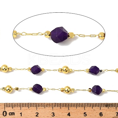 Handmade Lapis Lazuli Faceted Round Beaded Chains CHC-F021-01G-09-1