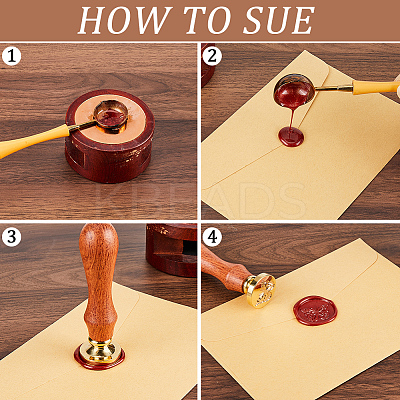 6 Styles Golden Tone Brass Wax Seal Stamp Head AJEW-CP0007-50C-01-1