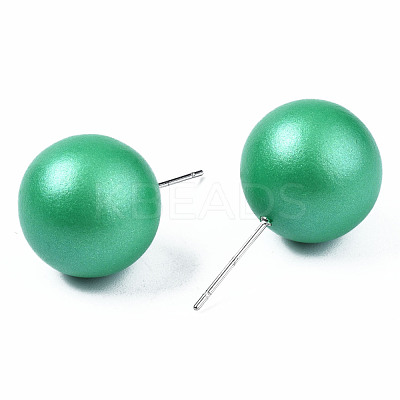 Painted Round Schima Wood Earrings for Girl Women EJEW-T017-01C-1