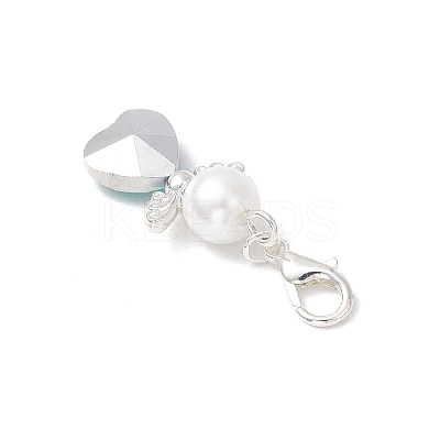 Heart Angel Glass & Glass Pearl Pendant Decorations HJEW-JM03773-04-1