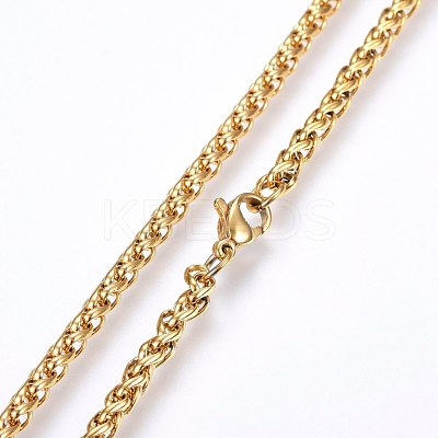 304 Stainless Steel Wheat Chain Necklaces NJEW-F227-05G-01-1