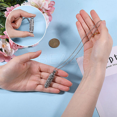 1Pc 304 Stainless Steel Tree of Life Hollow Column Pendant Pet Urn Ashes Necklaces NJEW-CA0001-28P-1