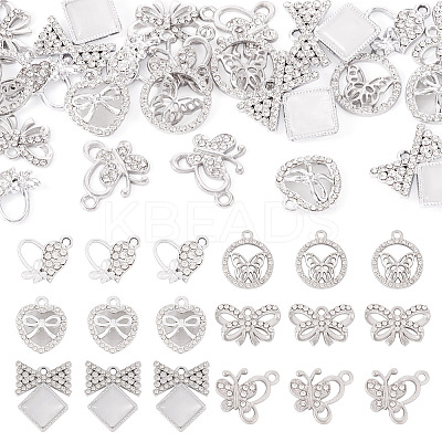 24Pcs 6 Styles Alloy Crystal Rhinestone Pendants FIND-TA0006-20P-1