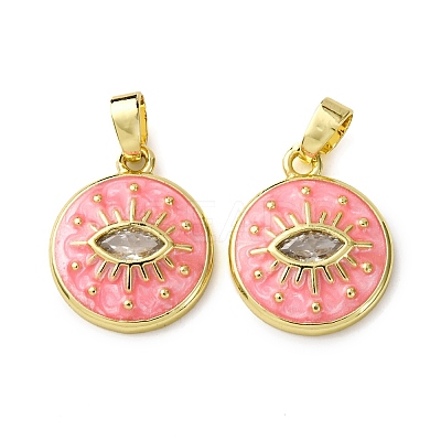Brass Micro Pave Cubic Zirconia Pendants KK-F911-17G-02-1