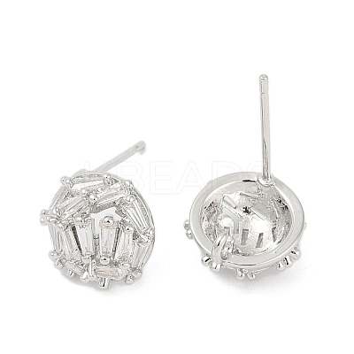 Brass Micro Pave Cubic Zirconia Stud Earring Findings LS-KK-Z094-12P-1